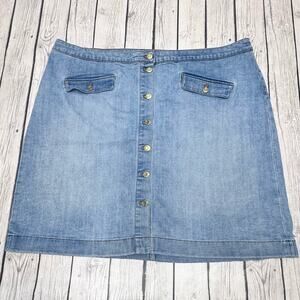 Talbots Plus Denim Button-Front Skirt Size 22W